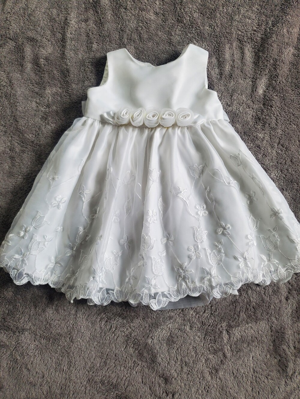 Cinderella White Floral Rosette Waist Party Dress for Baby Girls Size 18M